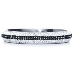 Engraved Glamorous White and Black Crystal Bangle Bracelet