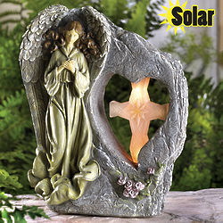 Angel and Cross Solar Statue