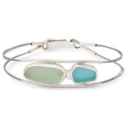 Sea Glass Sterling Clasp Bracelet