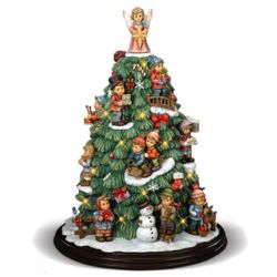 Hand-Painted Gold-Cast Porcelain Christmas Tree Figurine