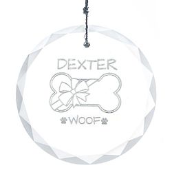 Pet's Personalized Round Faceted Glass Ornament