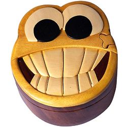 Smiley Face Secret Wooden Puzzle Box