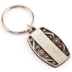 Personalized Floral Swirl Pewter Key Chain