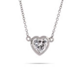 Sterling Silver Bezel cz Heart Necklace