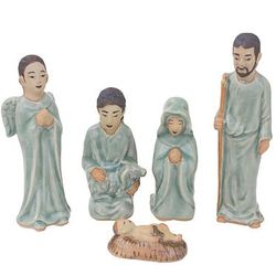 Celadon Ceramic Nativity Scene