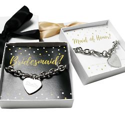 Won't You Be My Bridesmaid/Maid of Honor Silver Heart Bracelet