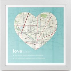 Personalized Definition Of Love Blue Map Print in Ivory Frame