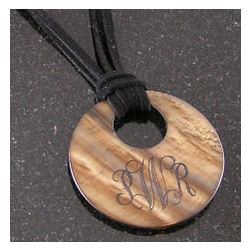 Monogrammed Brown Mother of Pearl Necklace