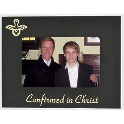Personalized Confirmation Black And Gold Metal Frame