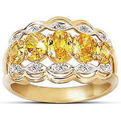 Dazzling Fire Yellow Sapphire and Diamond Ring