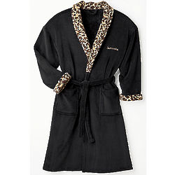 Personalized Microplush Robe with Leopard Collar
