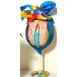 Happy Birthday Candle Wine Glass with Bath Salts