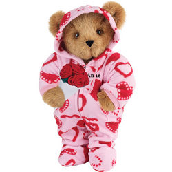 Sweetheart Hoodie-Footie Teddy Bear with Red Roses