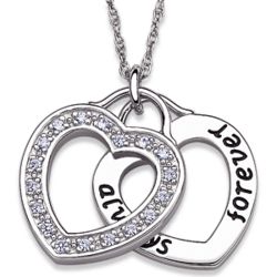 Sterling Silver Double Heart Always and Forever Necklace