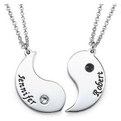 Engraved Yin Yang Necklace for Couples