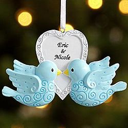 Personalized Blue Birds of Happiness Couple Ornament