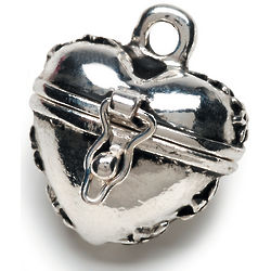 Prayer Box Antique Silver Puffy Heart Charm