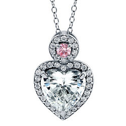 Rhodium Plated Sterling Silver Cubic Zirconia Heart Pendant