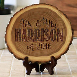 Established as Mr. & Mrs. Personalized Engraved Wood Slice Plaque