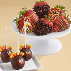 3 Turkey Chocolate Brownie Pops & Half Dozen Autumn Strawberries