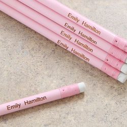 Personalized Pink Pencil Set