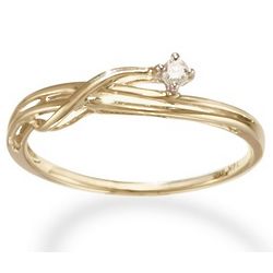 Diamond Swirl 14 Karat Yellow Gold Promise Ring