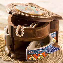 Fiesta Fish Ceramic and Wood Jewelry Box