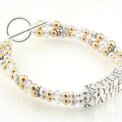 Mother's Personalized Beaded Gold and Silver Bracelet