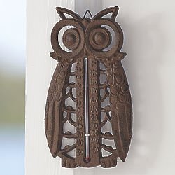 Cast Iron Owl Thermometer