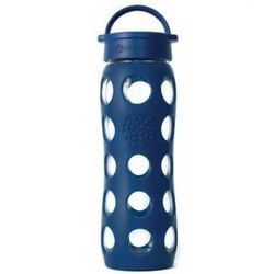 22 Ounce Glass Water Bottle with Midnight Bue Silicone Sleeve