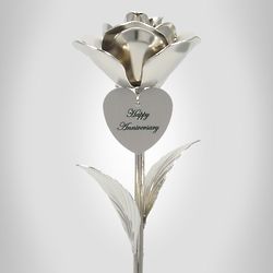 Platinum Heirloom Rose with I Love You Heart Charm
