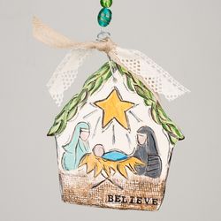 Believe Ceramic Nativity Ornament