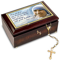 Mother Teresa Music Box with Rosary and Canonization Card