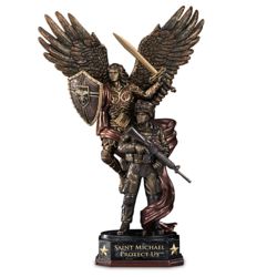 St. Michael Protect Us Military Cold-Cast Bronze Sculpture