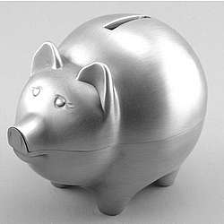 Engravable Classic Pewter Finish Piggy Bank