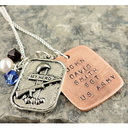 My Hero Military Personalized Hand Stamped Necklace or Keychain