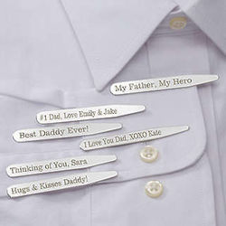Personalized Silver Collar Stays Set