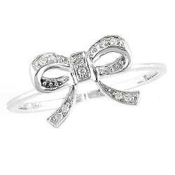 Diamond and 14K White Gold Bow Ring