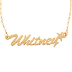 Gold Over Sterling Silver Script Name Necklace with Star