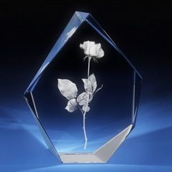 Rose 3D Engraved 5" Crystal