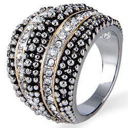 Dotted Design CZ Domed Ring