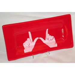 Wisconsin Win Red Glass Tray