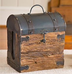 Recycled Wooden Box with Metal Lid