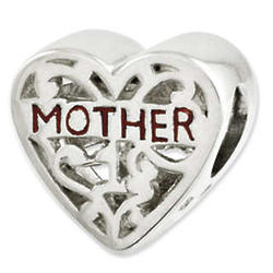 Mother's Pandora Compatible Enameled Heart Charm Bead