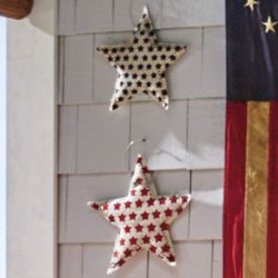 2 Burlap Patriotic Star Decorations