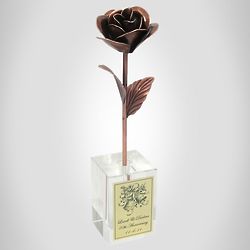 Antiqued Copper Heirloom Rose in Personalized Vase