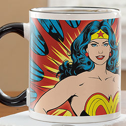Wonder Woman Personalized Black Handle Coffee Mug
