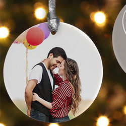Personalized Double Sided Engagement Photo Christmas Ornament