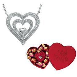 Diamond Heart Pendant & I Am Loved Godiva Chocolate Box Set