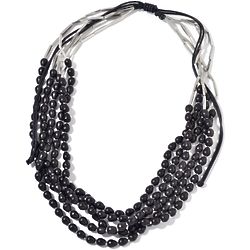 Black Wooden Beads Multi Strand Necklace